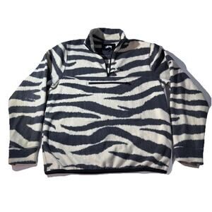 Stüssy Zebra Print Fleece Pullover Jacket Men’s Medium Black White Quarter Zip